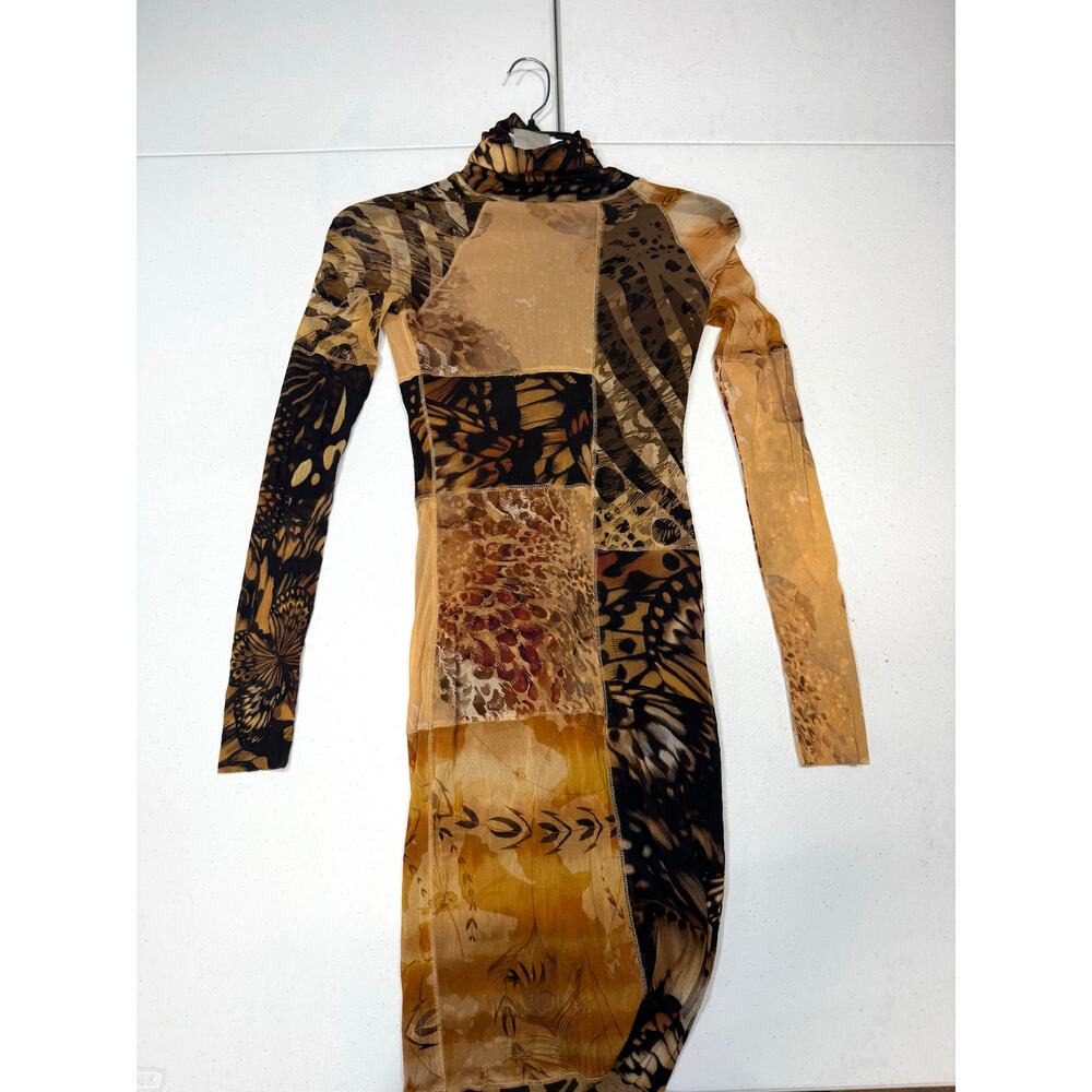 Fuzzi Abito Midi mesh patch work long sleeve Dres… - image 3